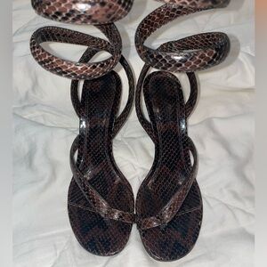 Bottega Veneta Snakeskin heeled sandals; size 37 (US 7)